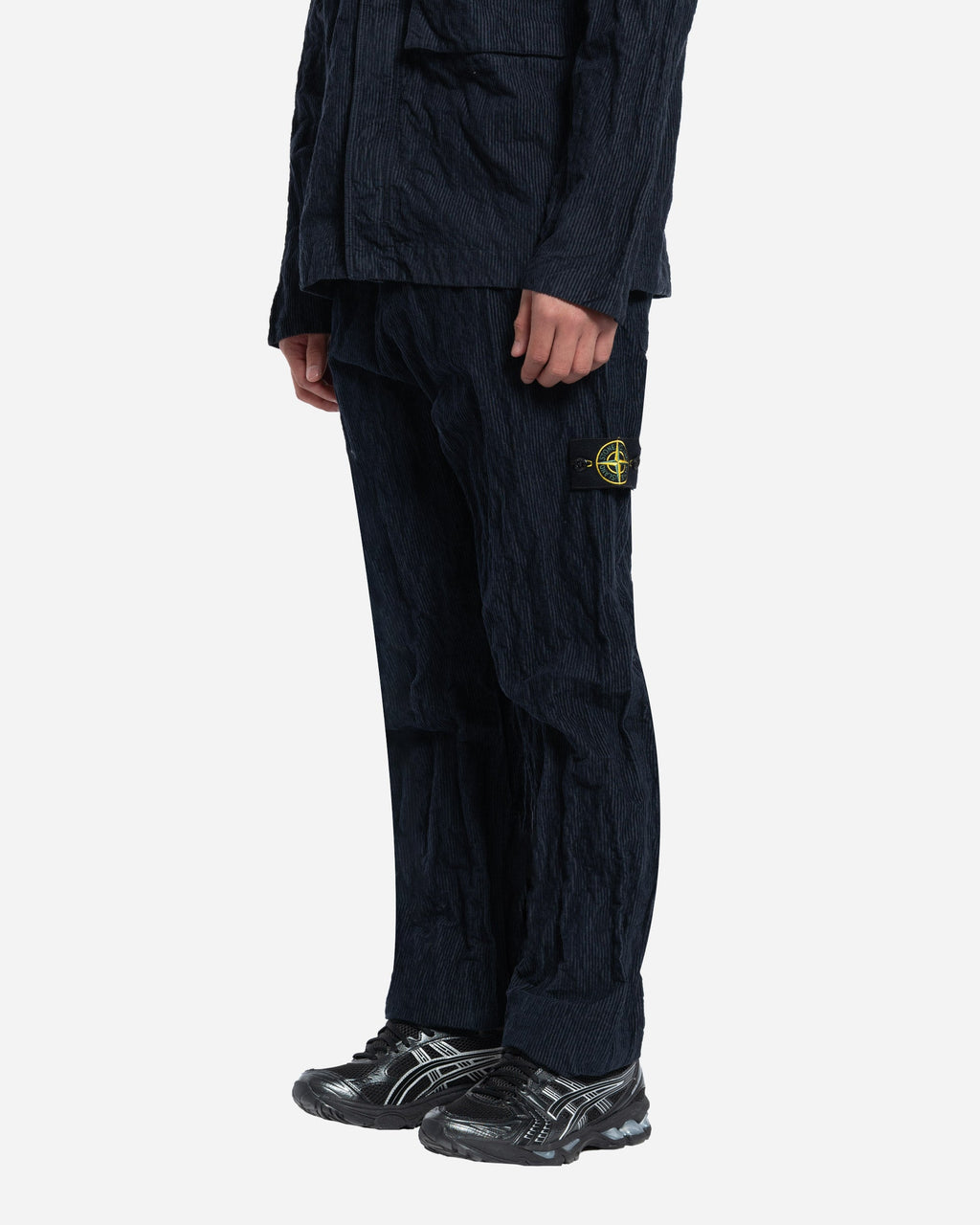 Pantalon en Velours Côtelé Bleu Marine