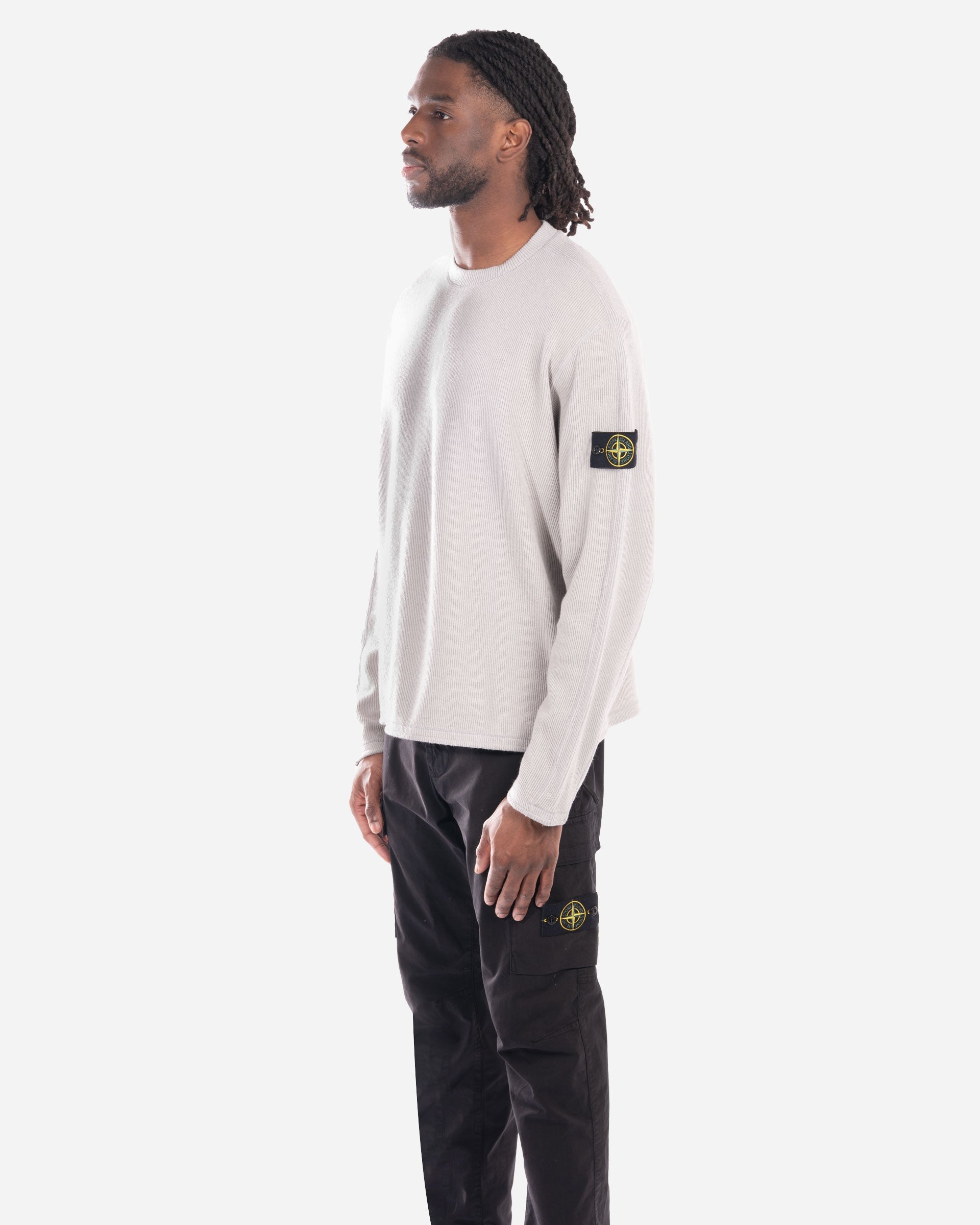 Sweatshirt Ras-du-Cou Côtelé Gris