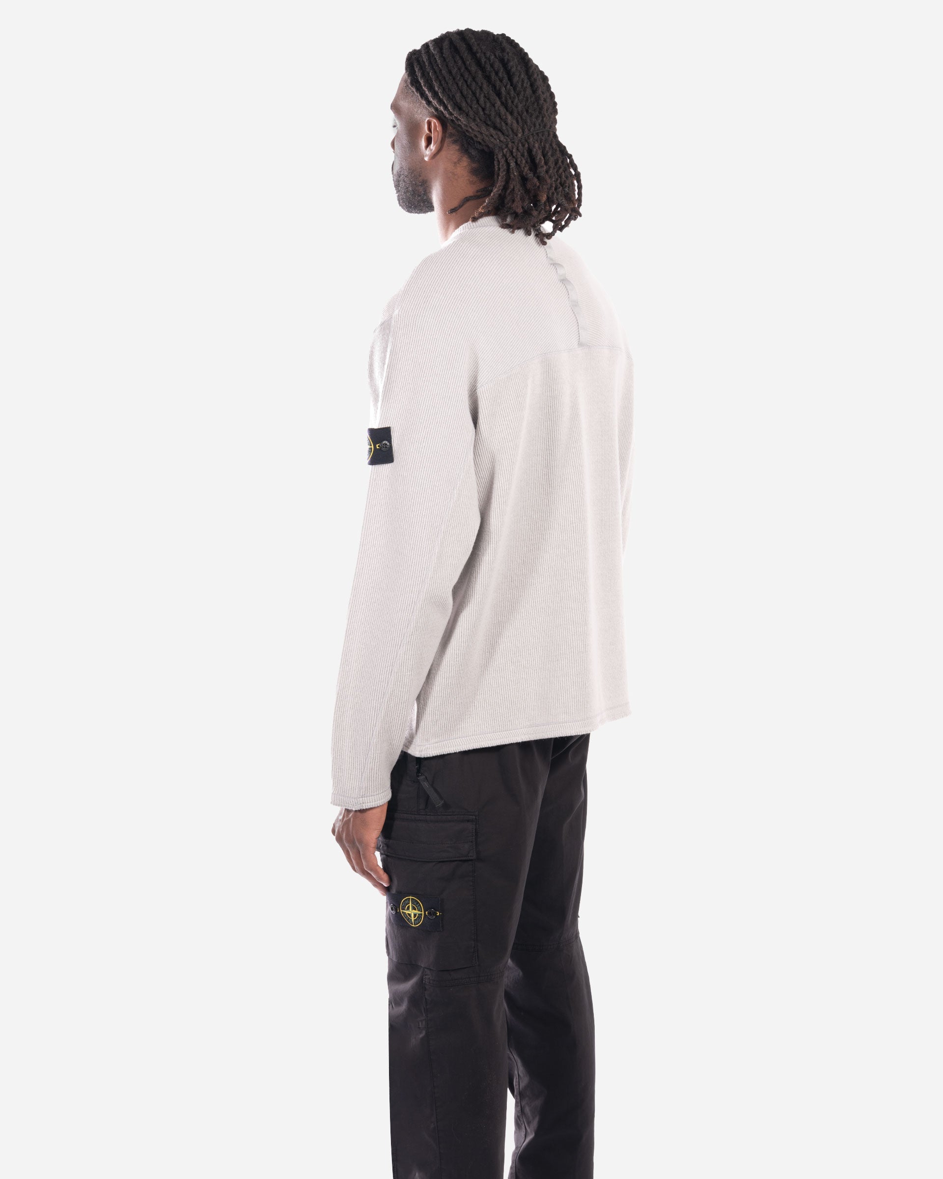 Sweatshirt Ras-du-Cou Côtelé Gris