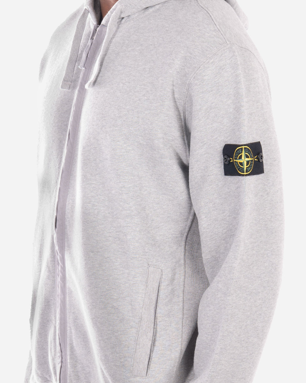 Sweatshirt Zippé à Capuche en Molleton Gris