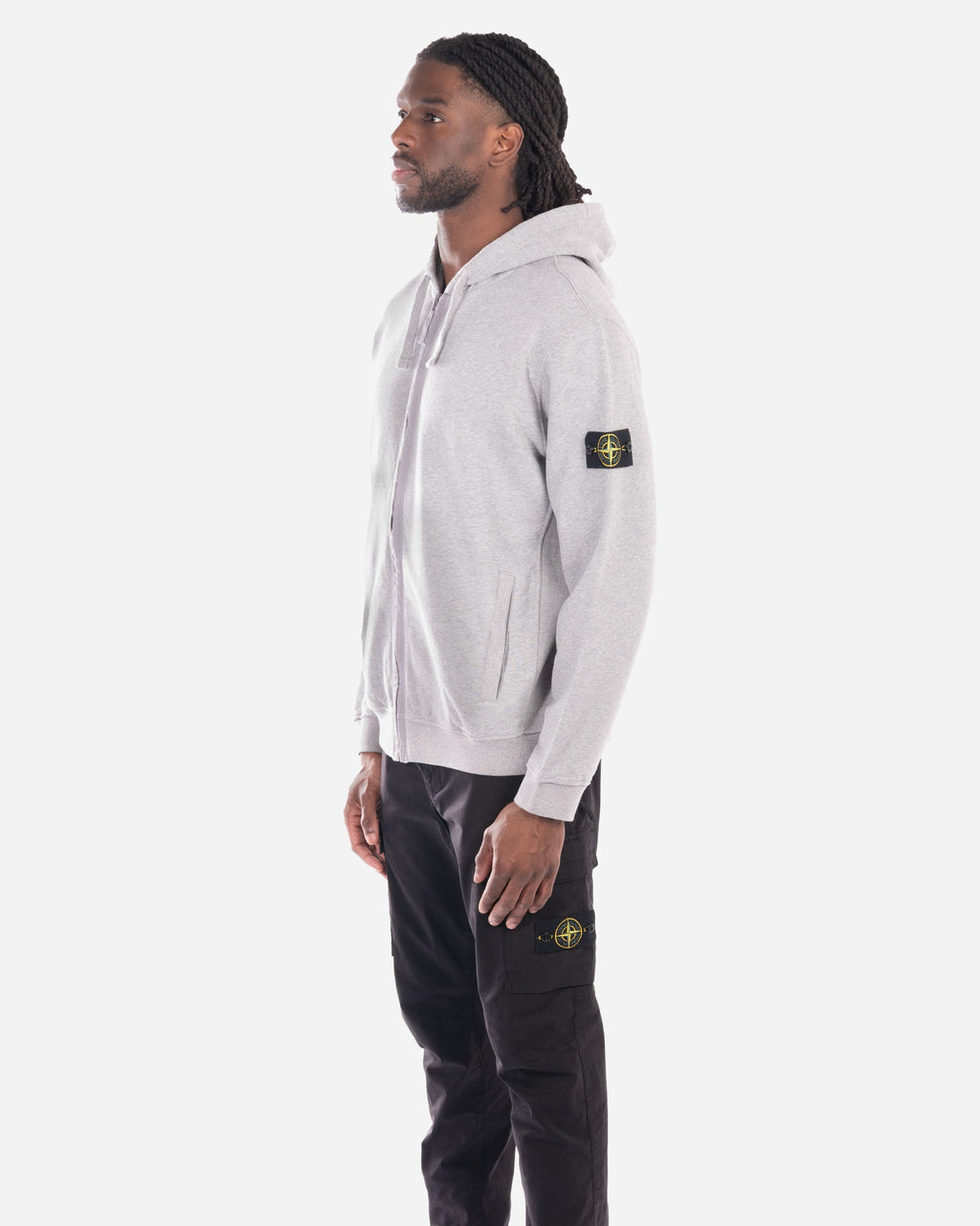 Sweatshirt Zippé à Capuche en Molleton Gris