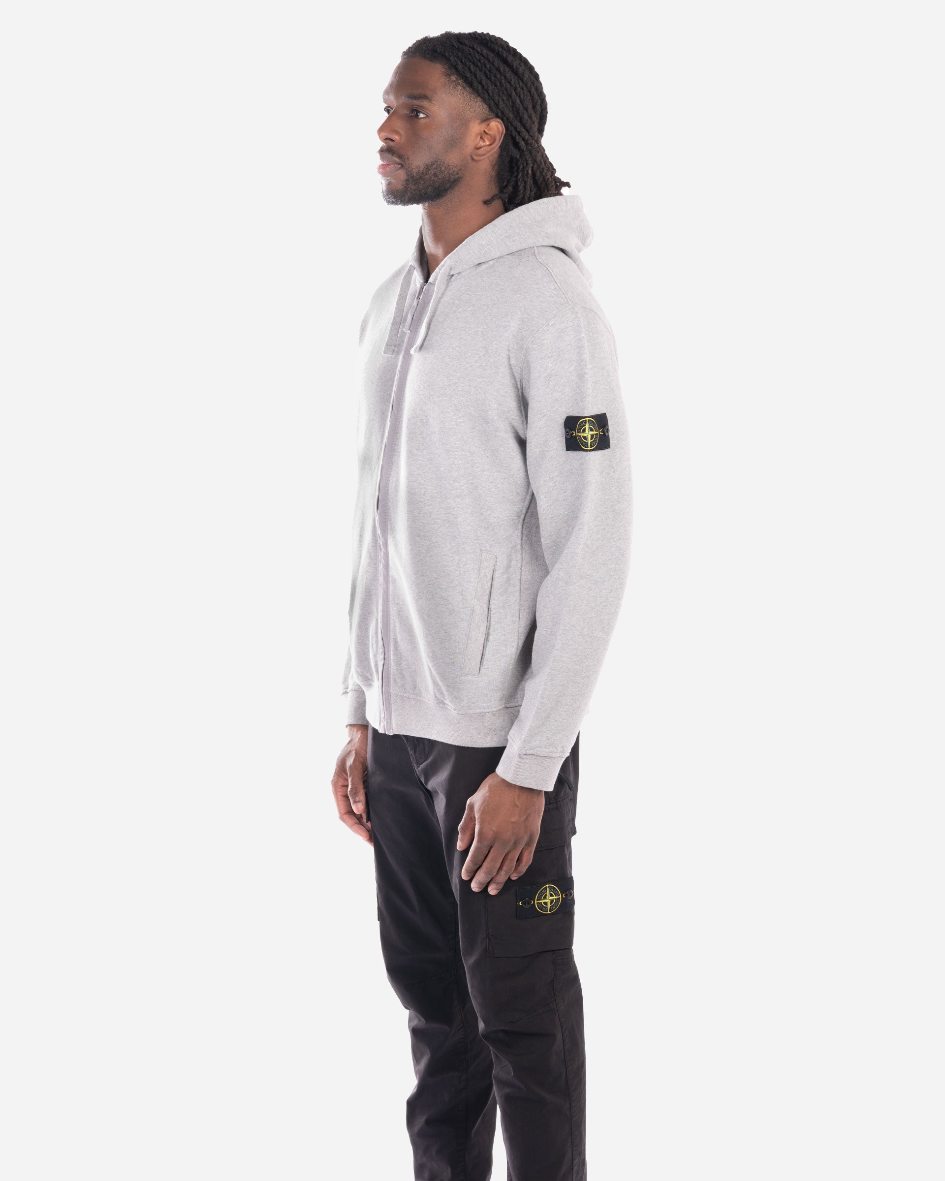 Sweatshirt Zippé à Capuche en Molleton Gris