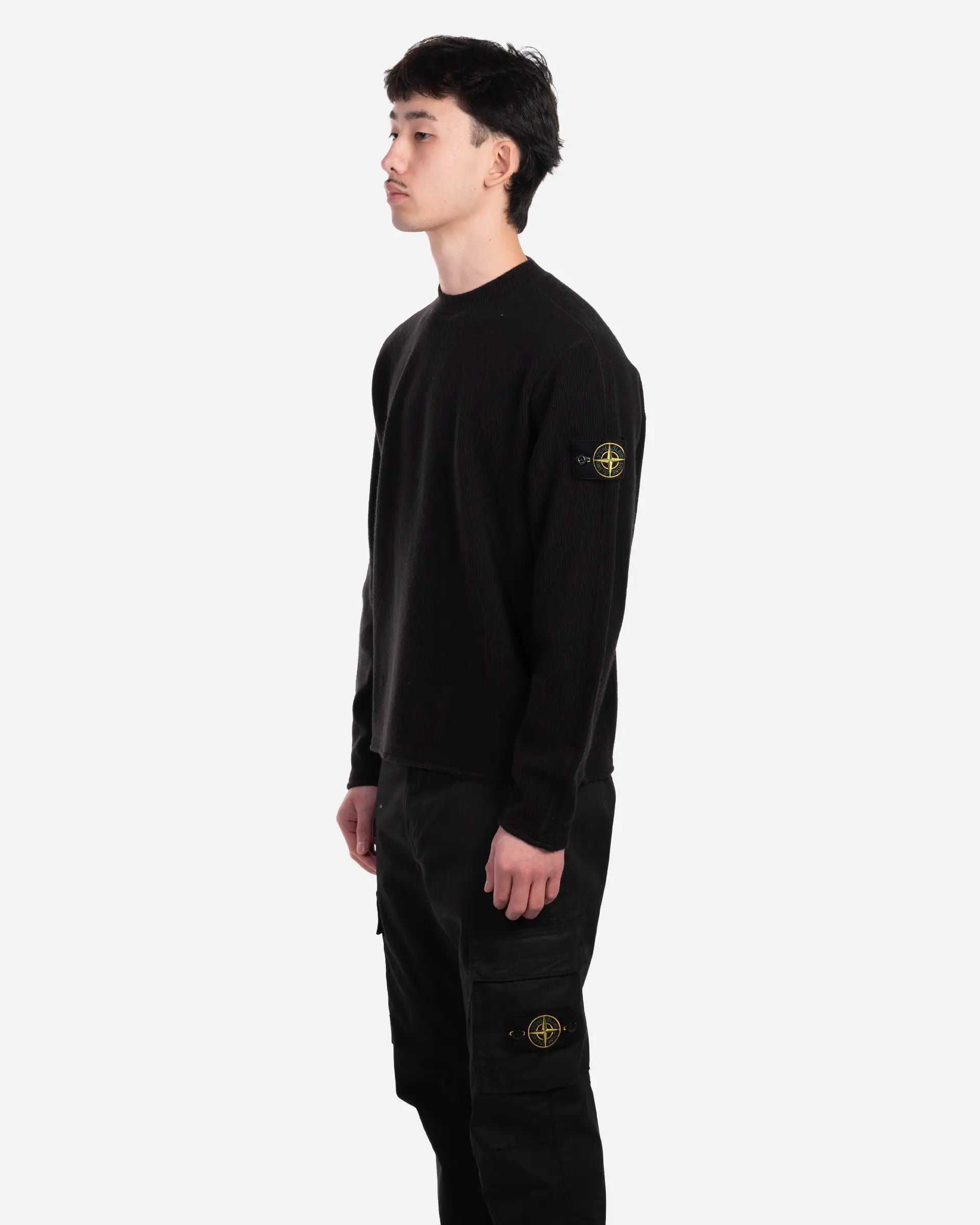 Sweatshirt Ras-du-Cou Côtelé Noir