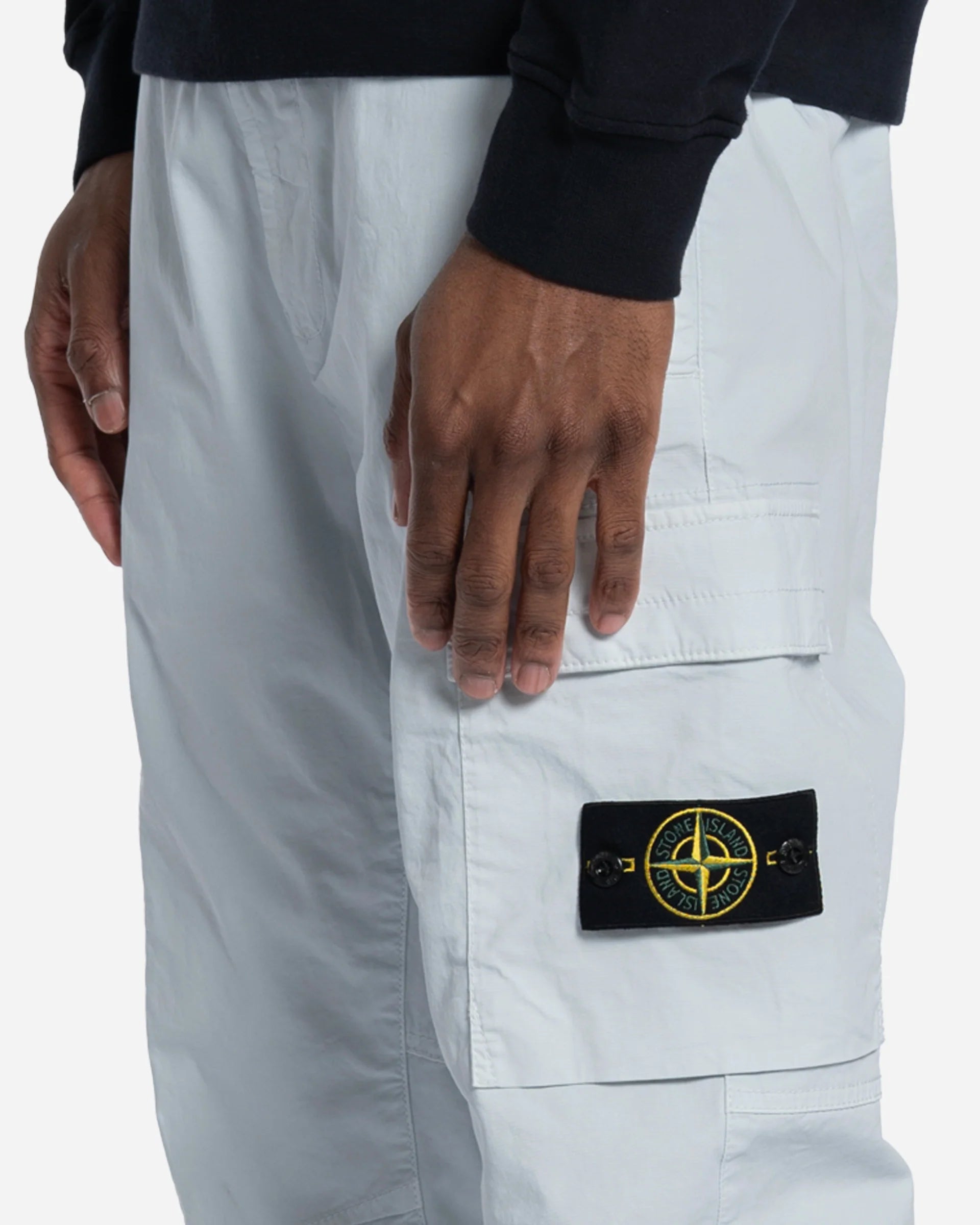 Pantalon Cargo en Sergé de Coton Bleu Ciel