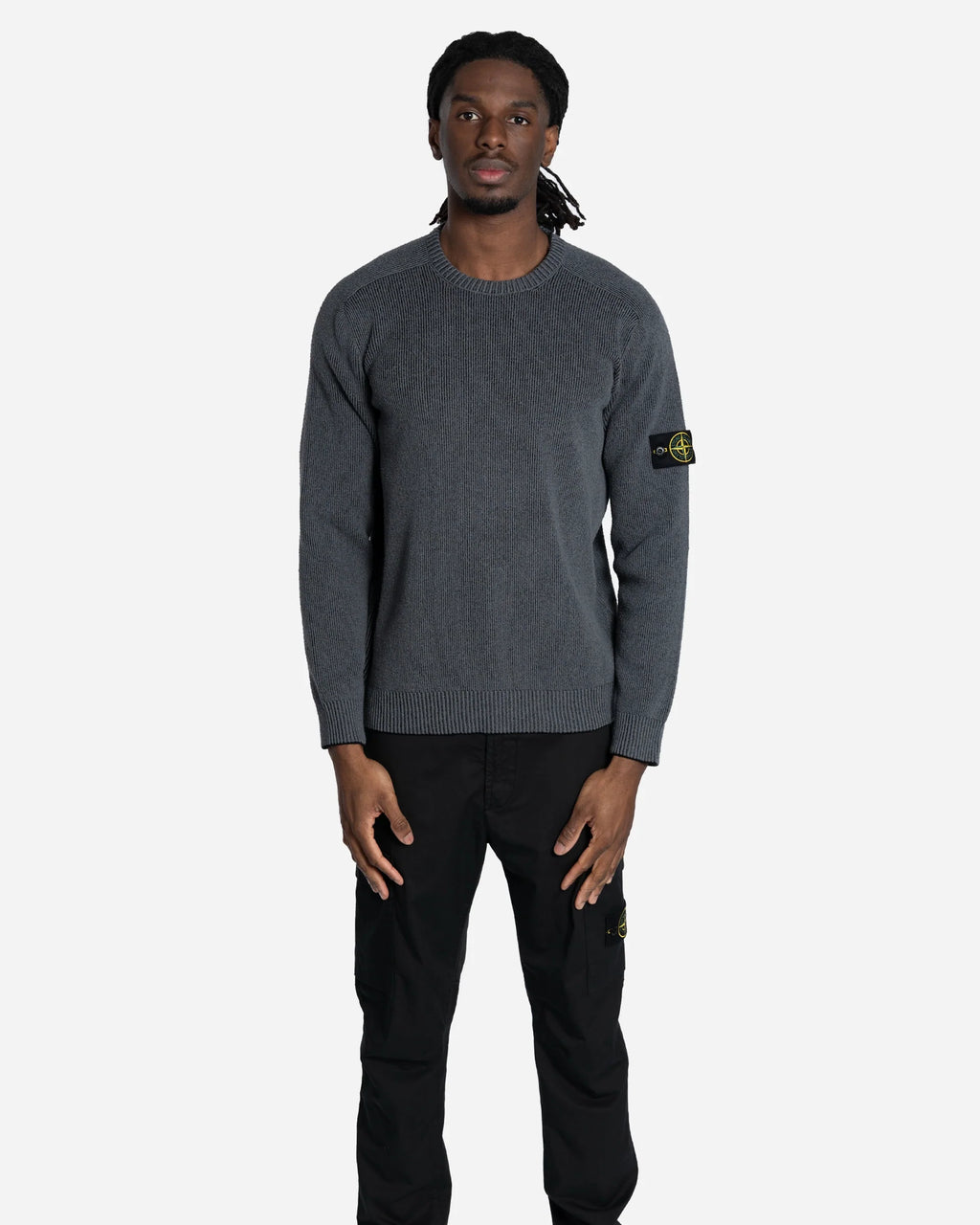 Pull Ras-du-Cou en Maille Gris Charbon Mélangé