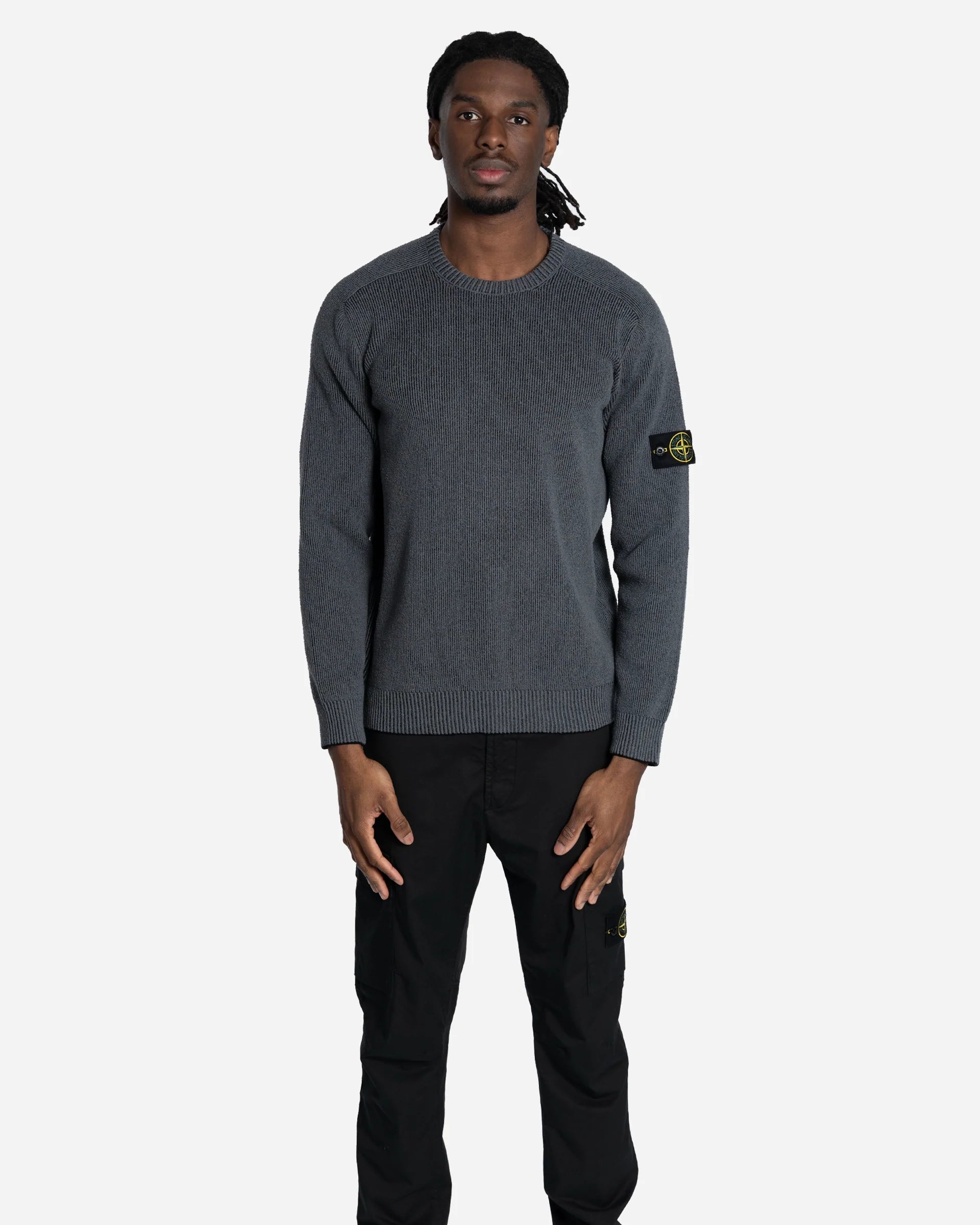Pull Ras-du-Cou en Maille Gris Charbon Mélangé