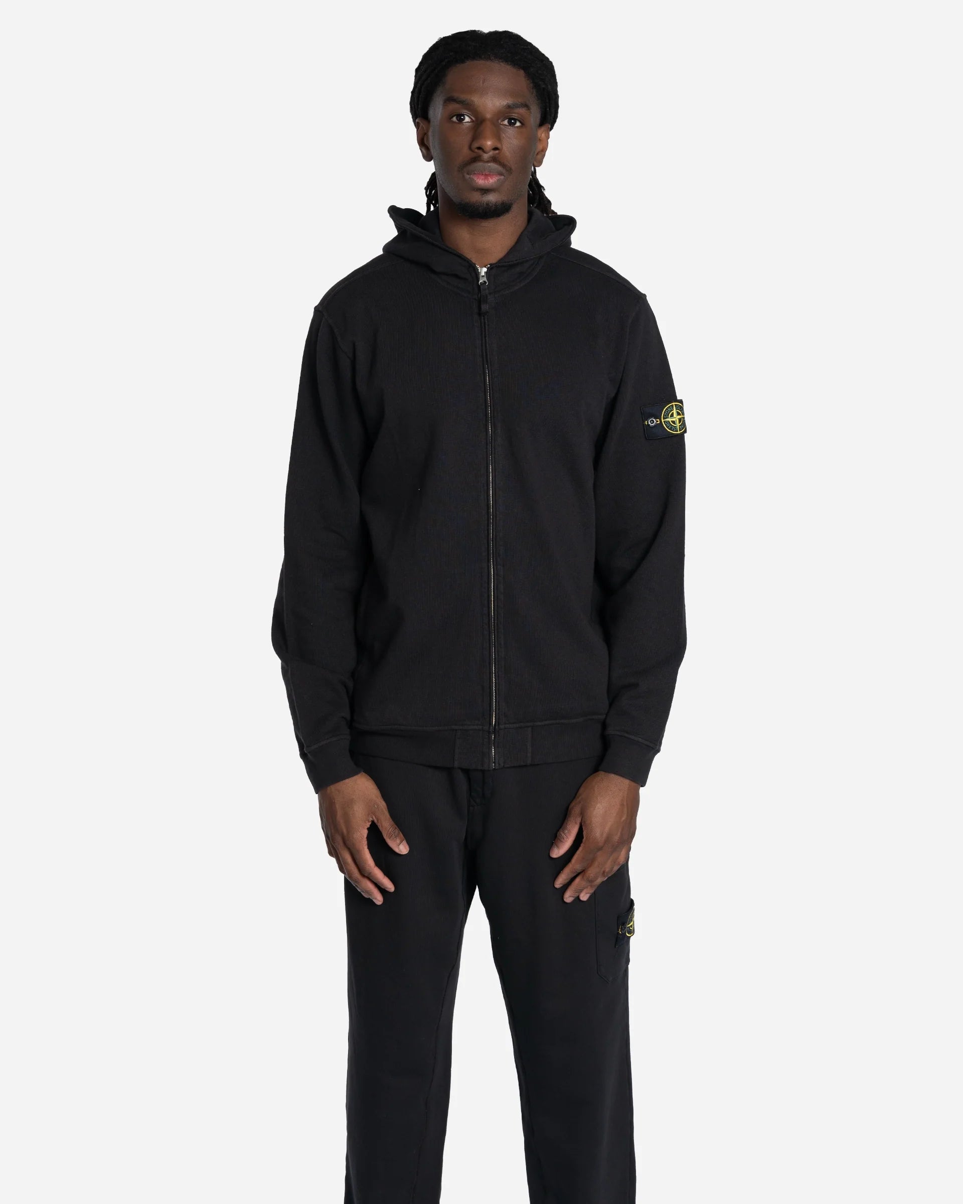 Sweatshirt Zippé à Capuche Noir