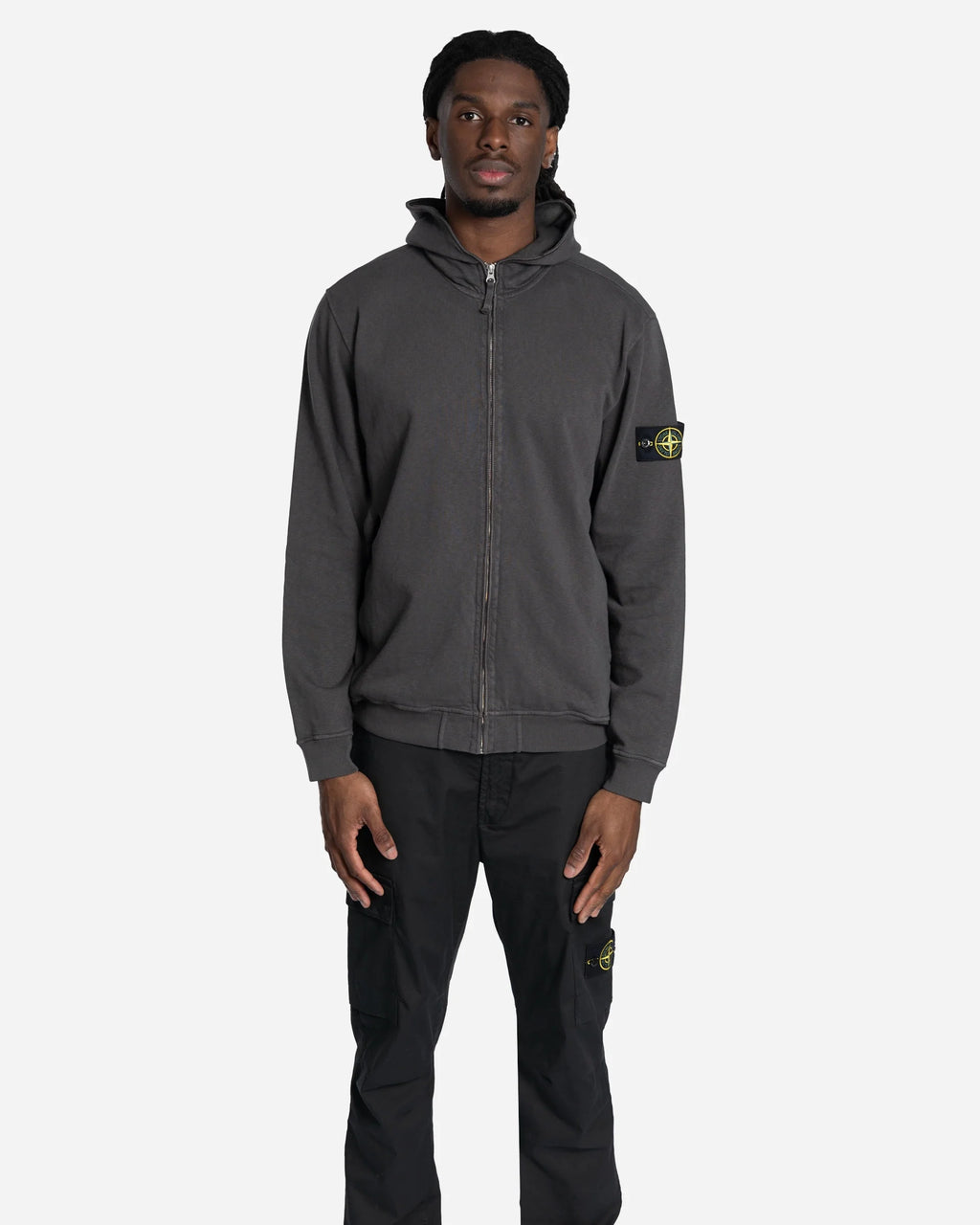 Sweatshirt Zippé à Capuche Gris Charbon