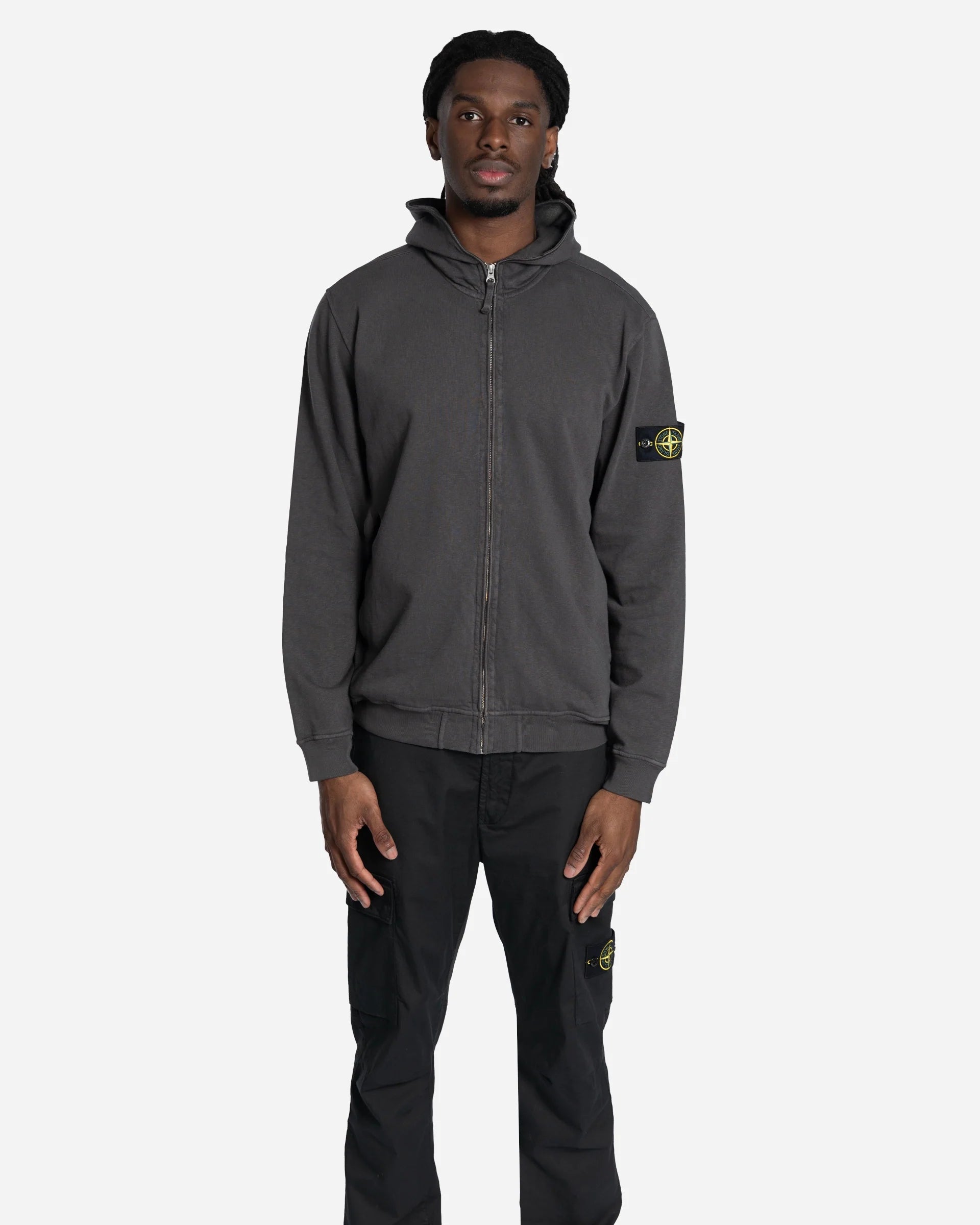 Sweatshirt Zippé à Capuche Gris Charbon