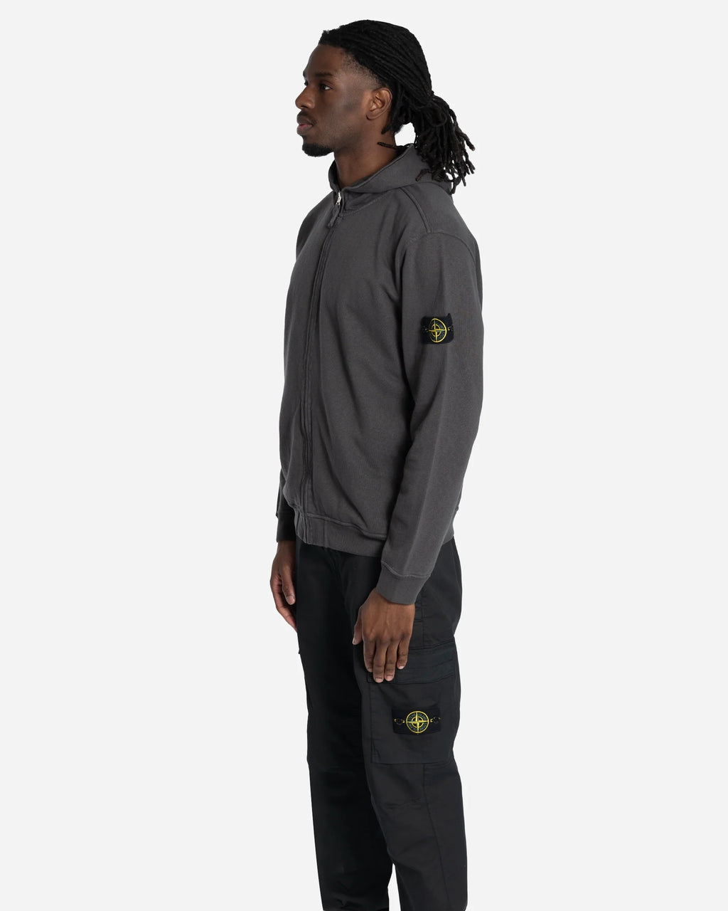 Sweatshirt Zippé à Capuche Gris Charbon