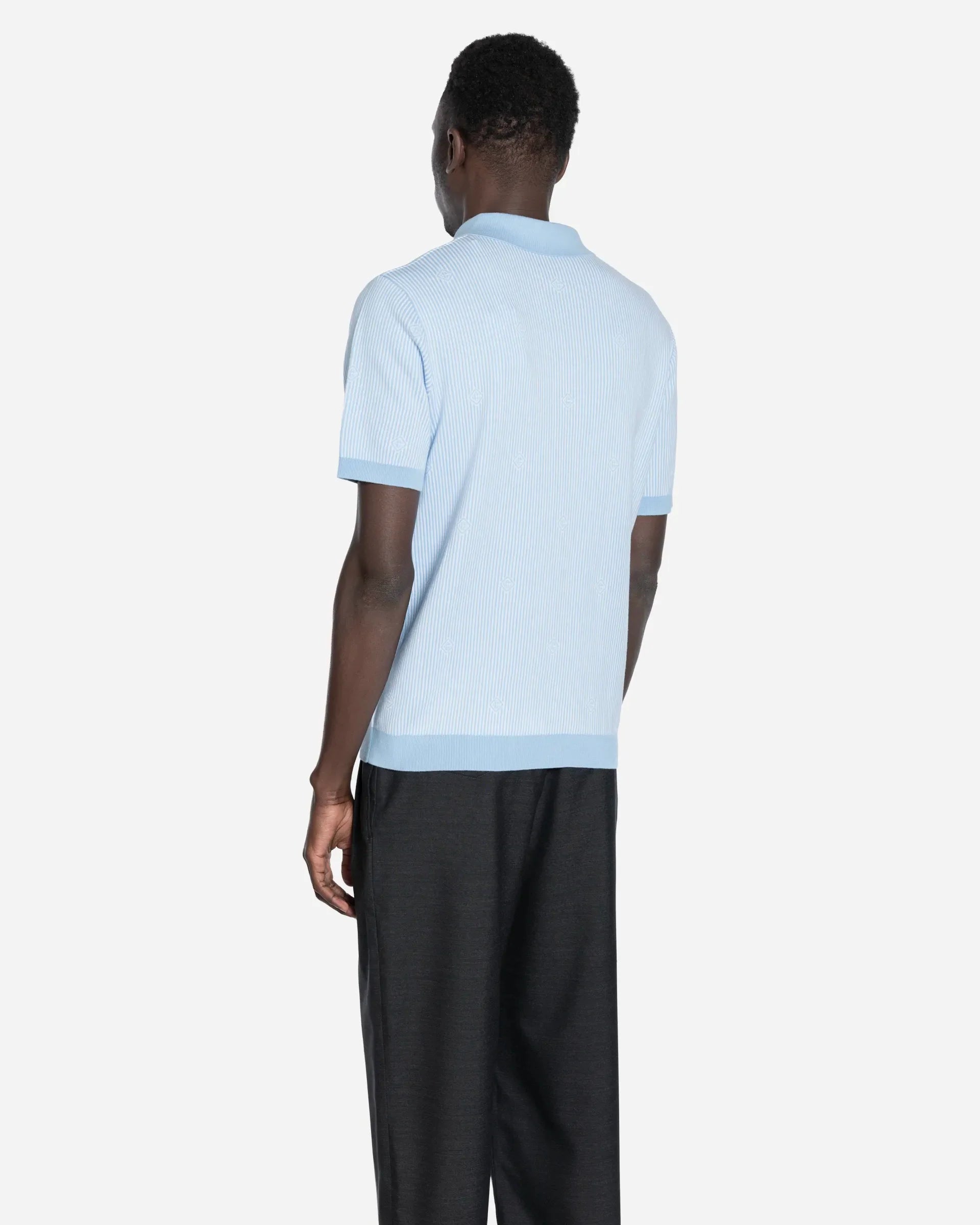 Polo à Fines Rayures Bleu Clair