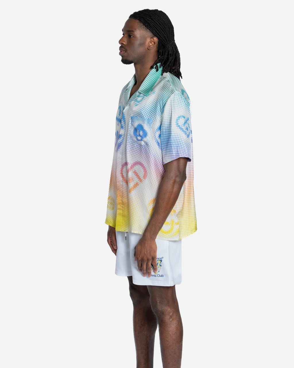 Chemise en Soie à Manches Courtes à Logo Halftone